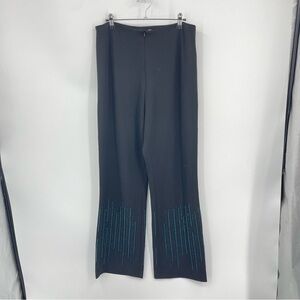 Vintage Cache High Waisted Black Teal Beaded Detail Dress Pants 30” Waist Sz 42